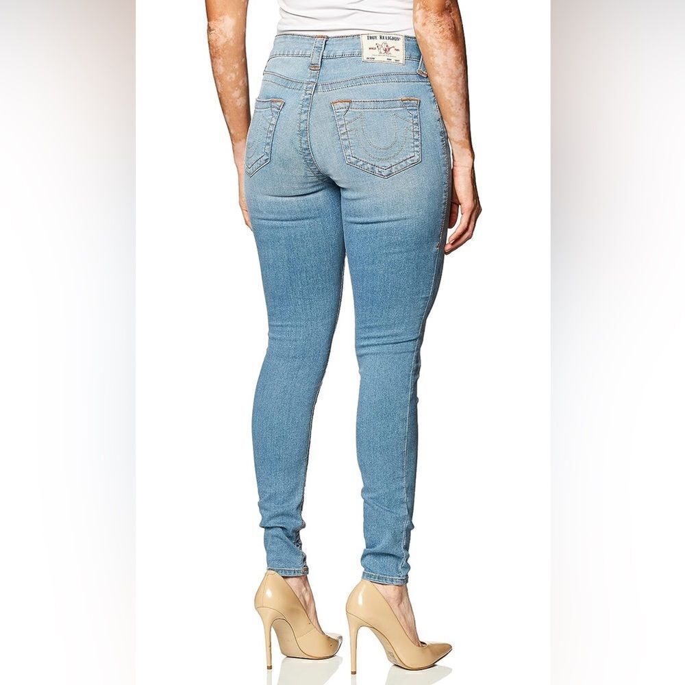 True Religion Women's Jennie Mid Rise Curvy Fit Skinny Ankle Jean Sky Light 29